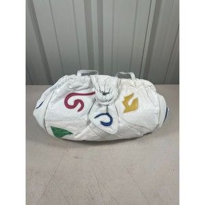 Vintage Fifth Avenue Handbags 1980s Shoulder Bag Leather Purse White Multi Color